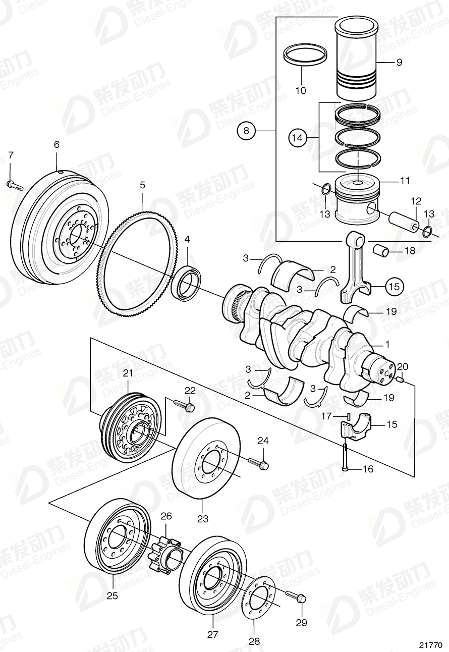 VOLVO Cylinder liner kit 3840278 Drawing